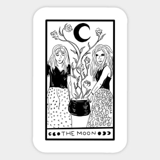 Midnight Margarita Moon - tarot card black line Sticker